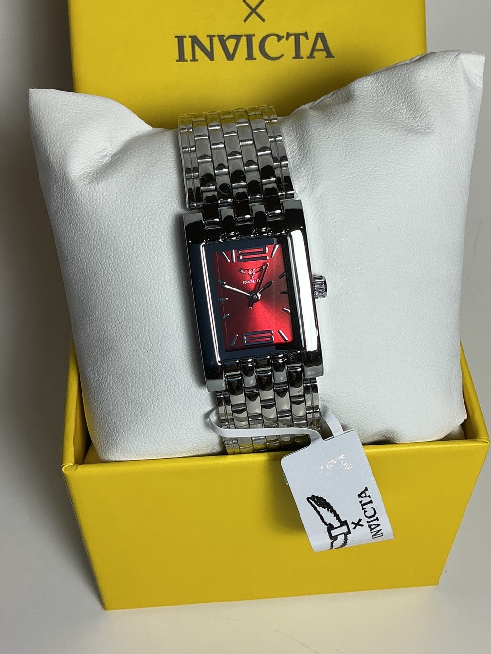 Invicta Men’s Silver Bracelet Watch with Red Dial